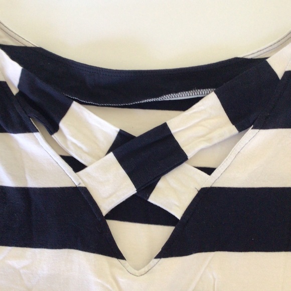 THREE DOTS NAUTICAL STRIPE WOMENS BOAT NECK THREE QUARTER SLEEVE TEE SHIRT XS - Picture 10 of 13